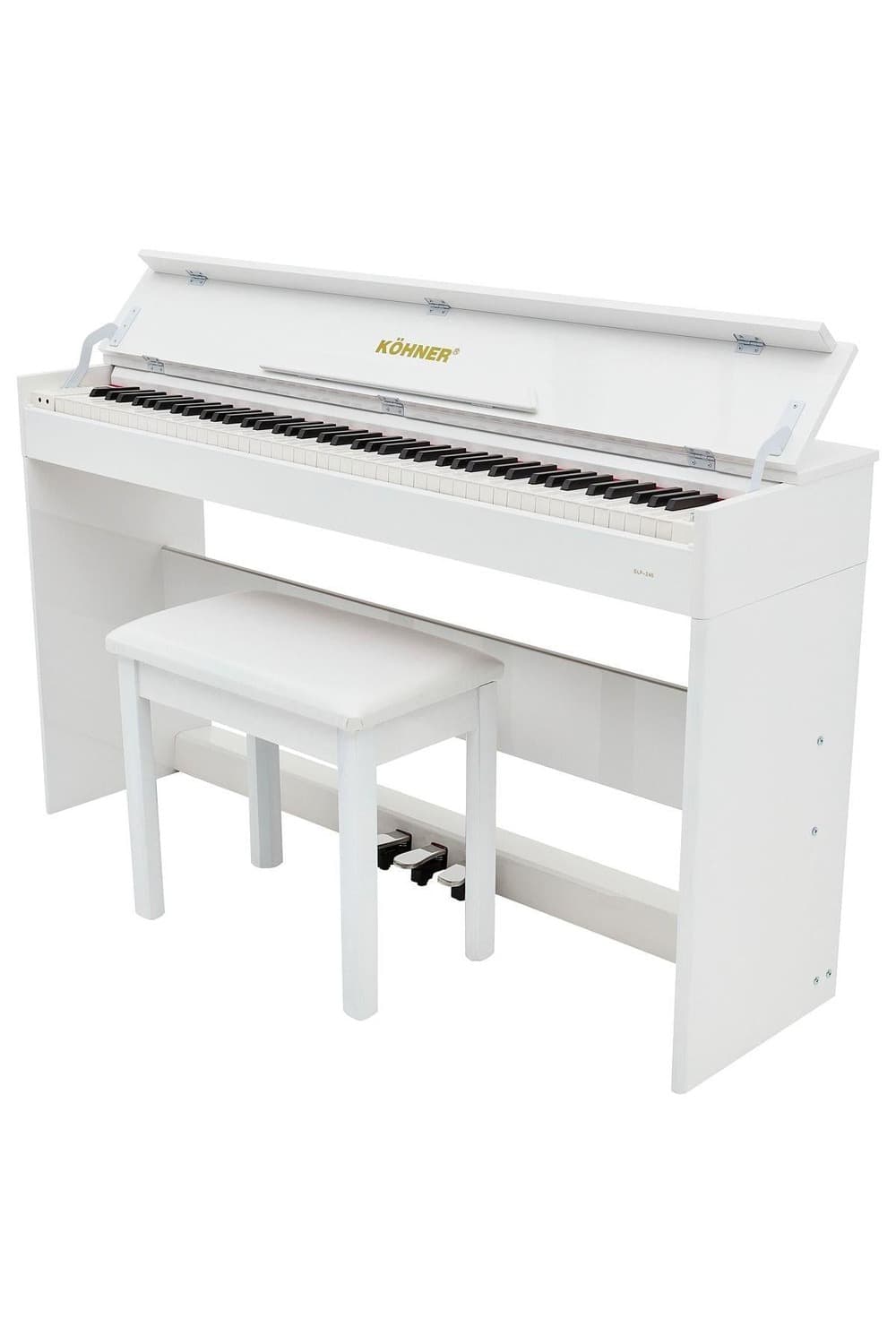KÖHNER SLP-245 WH Dijital Konsol Piyano, Bluetooth, Tuş Hassasiyeti, 88 Tuşlu, Kapaklı (KULAKLIK VE TABURE)